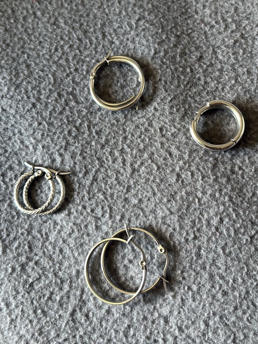 Classic Silver Hoop Earrings Set - Silver